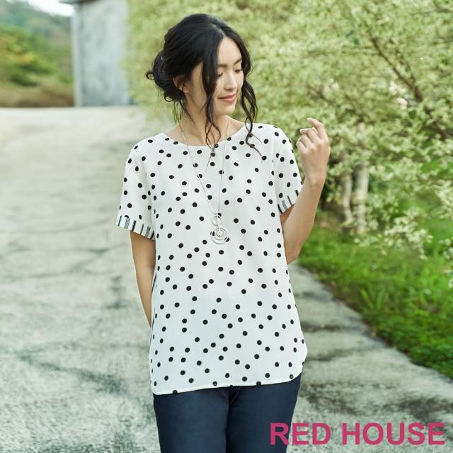 【RED HOUSE 蕾赫斯】波卡圓點條紋上衣(白色)