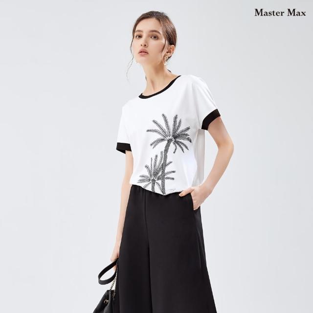 【Master Max】夏日繡花椰子樹圓領短袖上衣(8217099)