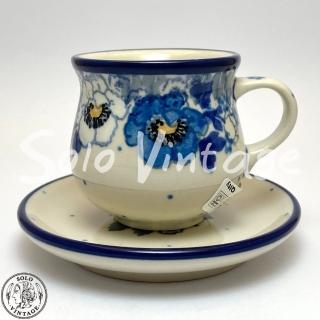 【SOLO 波蘭陶】CA 波蘭陶 80ML 濃縮杯盤組 藍白銀蓮花系列 CERAMIKA ARTYSTYCZNA