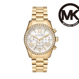 【Michael Kors 官方直營】Lexington 璀璨鑽圈氣勢女錶 金色不鏽鋼鍊帶 手錶 38MM MK7241