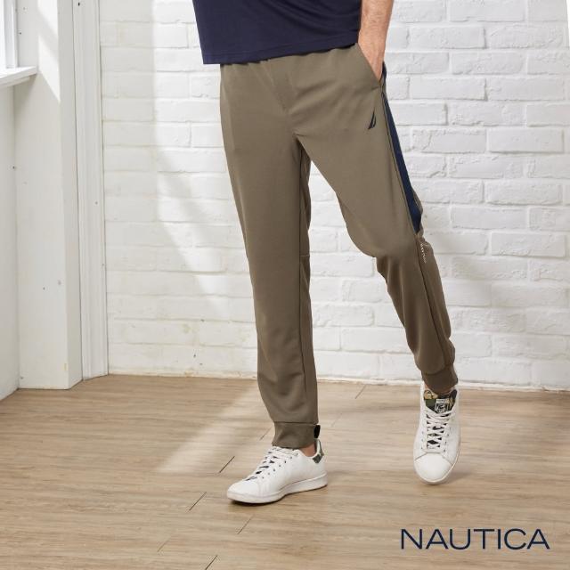 【NAUTICA】男裝素面鬆緊縮口運動長褲(橄欖綠)