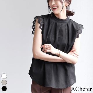 【ACheter】日系純色荷葉邊花邊袖造型涼爽背心上衣#113338現貨+預購(3色)