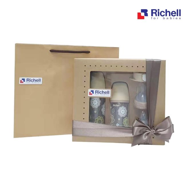 【Richell 利其爾】朵朵開親乳感寬口奶瓶(禮盒)