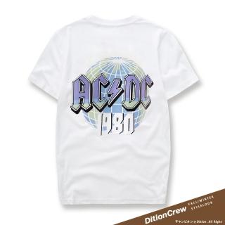 【Dition】復古1980地球儀DC落肩短t 寬版oversize短袖上衣(雷射漸層地球印花)