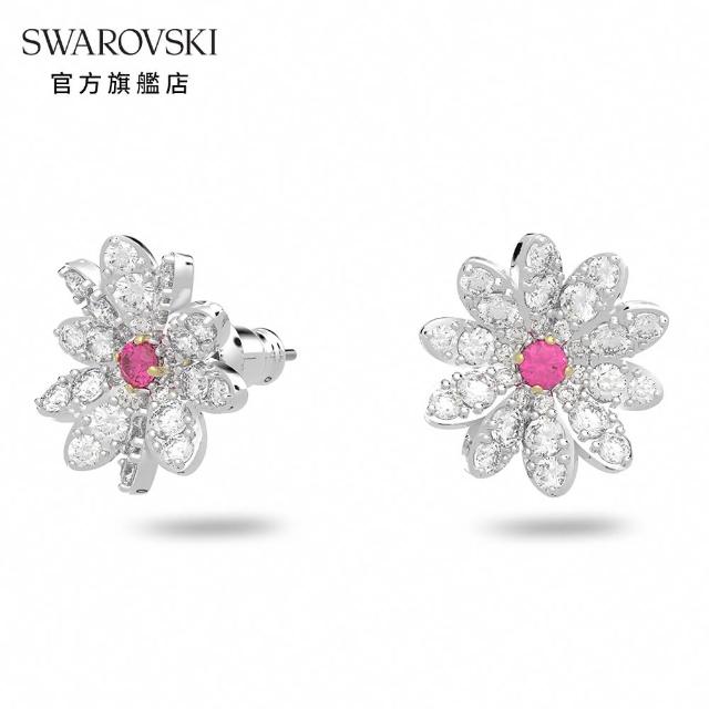 【SWAROVSKI 官方直營】Eternal Flower 耳釘 花朵 粉紅色 多種金屬潤飾 交換禮物
