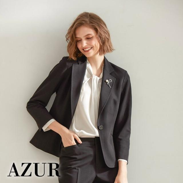 【AZUR】時尚壓折領結造型雪紡上衣-2色