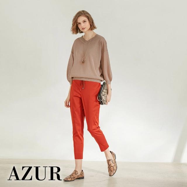 【AZUR】休閒綁帶造型縮口褲-4色