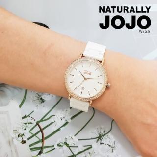 【NATURALLY JOJO】仙女美學晶鑽陶瓷腕錶-白x玫瑰金/34mm(JO96980-80R)