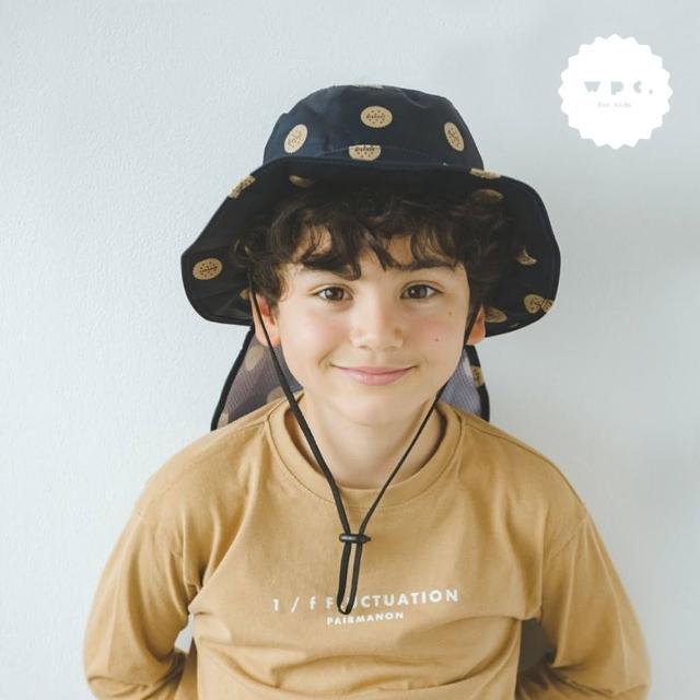 【w.p.c】日本Wpc. 兒童超輕量抗UV防曬+防雨透氣帽 護頸可收(W058nv 餅乾世界)