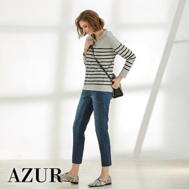 【AZUR】單寧刷色彈性七分牛仔褲-2色