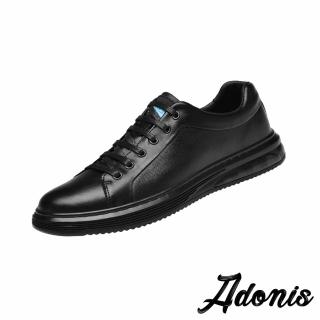 【Adonis】真皮休閒鞋 綁帶休閒鞋/真皮經典綁帶氣墊設計時尚休閒鞋-男鞋(黑)