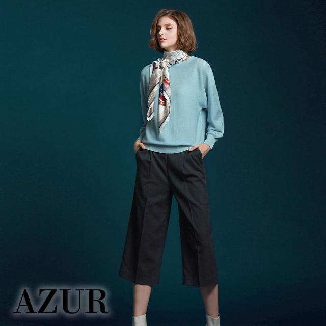 【AZUR】都會女伶立體壓折造型修身寬褲-2色