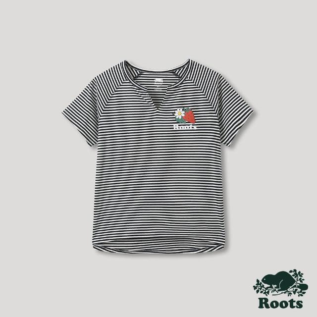【Roots】Roots女裝-回歸根源系列 草莓條紋短袖T恤(藍色)