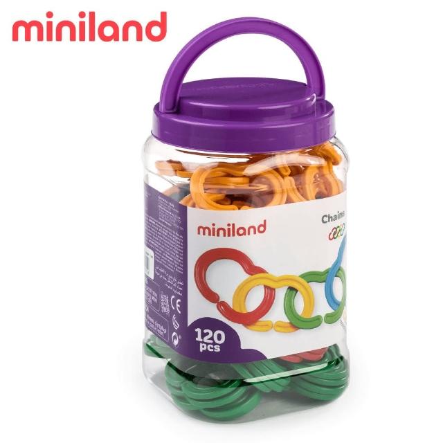 【西班牙Miniland】幼兒扣扣環120入(STEM玩教具/手眼協調/西班牙原裝進口)