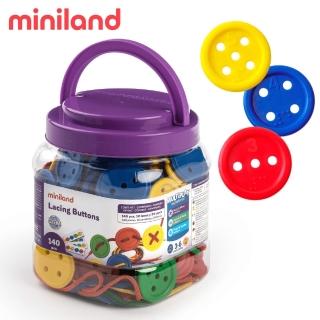 【西班牙Miniland】數字鈕扣穿繩140入(STEM玩教具/手眼協調/西班牙原裝進口)
