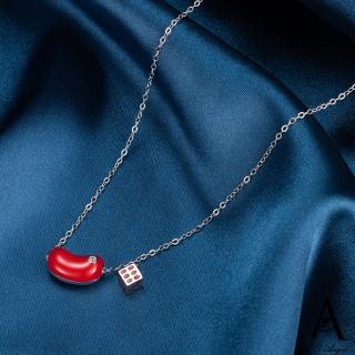 【ANGEL】相思之情紅豆骰子設計款項鍊(紅色)
