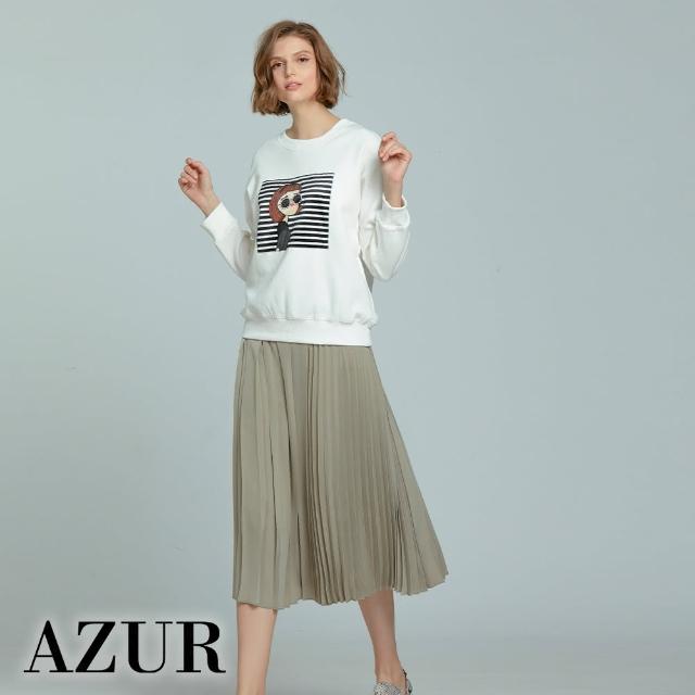 【AZUR】時尚設計感寬細百褶裙-2色