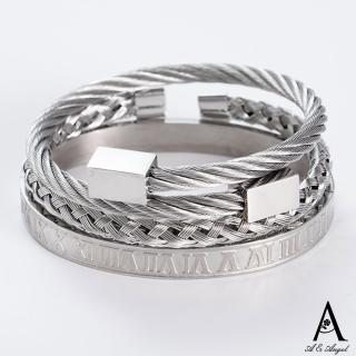 【ANGEL】圓柱方塊編織纏繞中性不鏽鋼手環(6色可選)