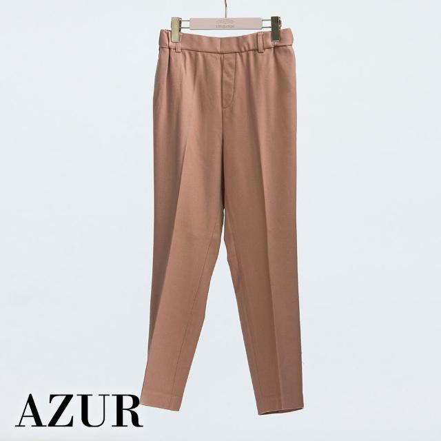 【AZUR】彈性鬆緊內刷毛素色長褲-2色