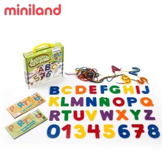 【西班牙Miniland】數英筆順穿線串串樂(幼兒玩具/早教玩具/手眼協調/西班牙原裝進口)
