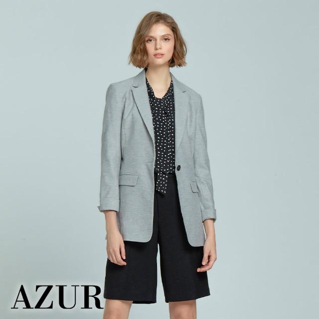 【AZUR】長版合身微墊肩西裝外套