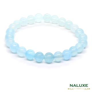 【Naluxe】海藍寶 海水藍寶石 漸層色開運手鍊(高冰透藍 3月誕生石 增加自信 加強表達能力)