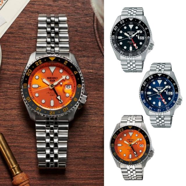 【SEIKO 精工】5 Sports系列 GMT兩地時間 機械腕錶   禮物推薦 畢業禮物(三款可選)