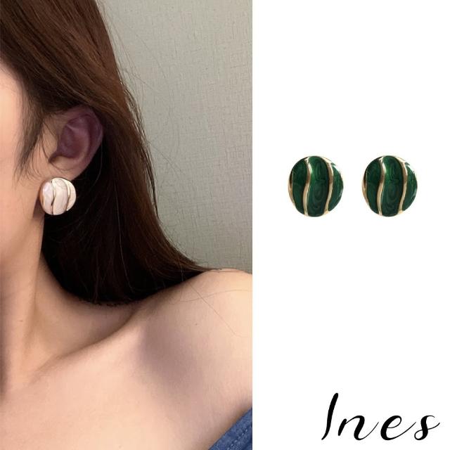 【INES】925銀針耳環 滴釉耳環 糖果耳環/韓國設計925銀針復古滴釉糖果造型耳環(2色任選)