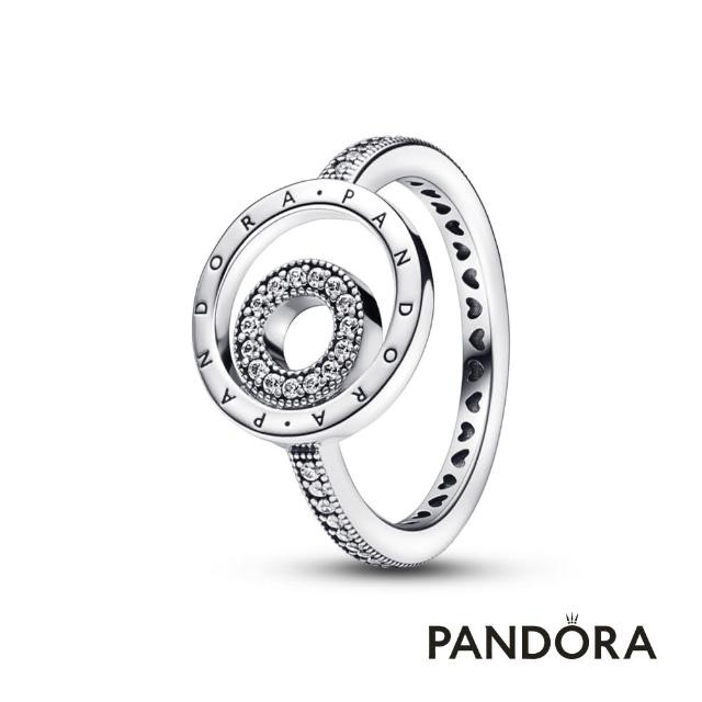 【Pandora 官方直營】Pandora Signature Logo 密鑲寶石圓環戒指-絕版品