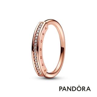 【Pandora 官方直營】Pandora Signature I-D 密鑲寶石戒指-鍍14k玫瑰金