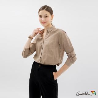 【Arnold Palmer 雨傘】女裝-隱約格紋全開襟襯衫(咖啡色)