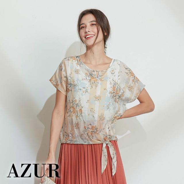 【AZUR】法式唯美油畫感綁結兩件式上衣
