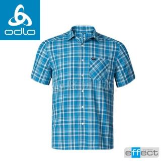 【ODLO】男款 銀離子短袖襯衫《寶藍/墨黑格》592522/格紋襯衫/防紫外線/吸濕排汗(悠遊山水)