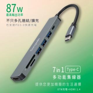【Songwin】7合1多功能PD充電傳輸集線器 UTO-180(TypeC/USB/HDMI/讀卡機)