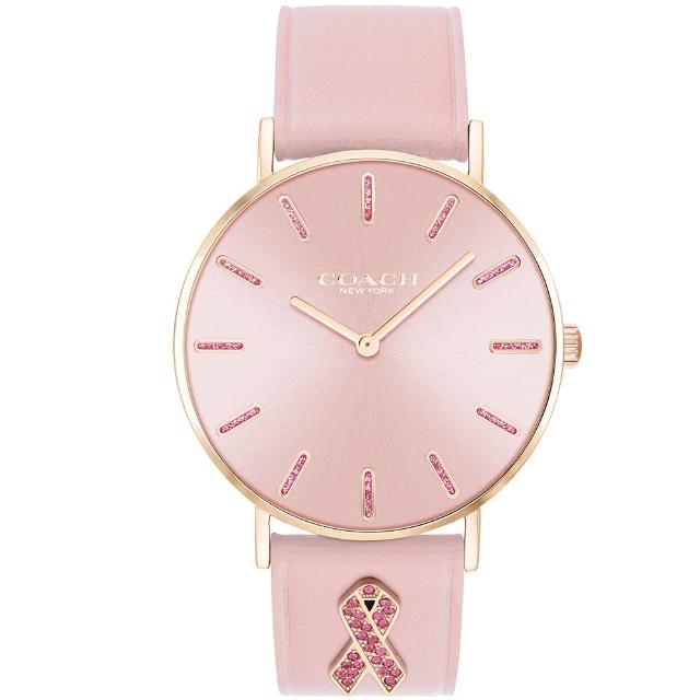 【COACH】官方授權經銷商 乳癌防治限定款 晶鑽時尚手錶-36mm 畢業 禮物(14503976)