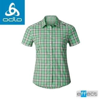 【ODLO】女款 銀離子短袖襯衫《綠/雪松/橘紅格》格紋襯衫/防紫外線/吸濕排汗/592521(悠遊山水)