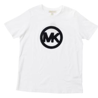 【Michael Kors】立體毛巾布圓型LOGO T恤(白色)