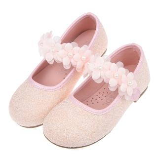 【布布童鞋】珍珠花圈粉紅色花朵兒童公主鞋(K2L112G)