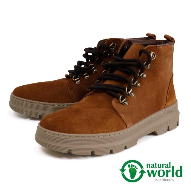 【Natural World】西班牙手工麂皮休閒短靴 棕色(7154-BR)