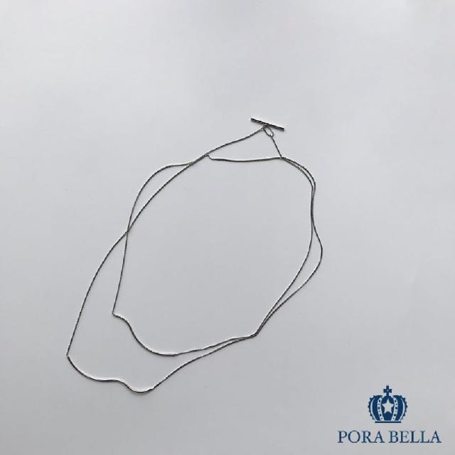 【Porabella】925純銀 韓版925純銀 極簡線條雙層纏繞設計 線條個性 項鍊 Necklace