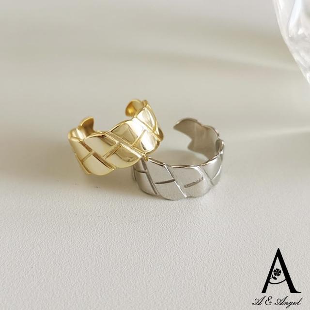 【ANGEL】麻花魚鱗紋理寬版開口彈性戒指(2色可選)