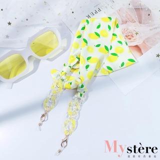【my stere 我的時尚秘境】現貨-歐美時尚檸檬印花絲巾口罩鏈(網美必備 印花設計)