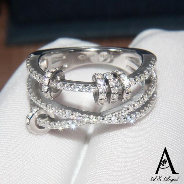 【ANGEL】交錯串珠水鑽指環設計鋯石戒指(2色戒圍可選)
