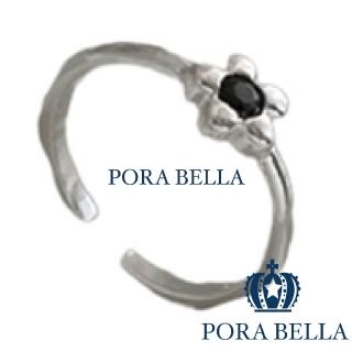 【Porabella】925純銀簡約個性黑色小花可調節式戒指 ins風冷淡時尚開口式戒指 RINGS
