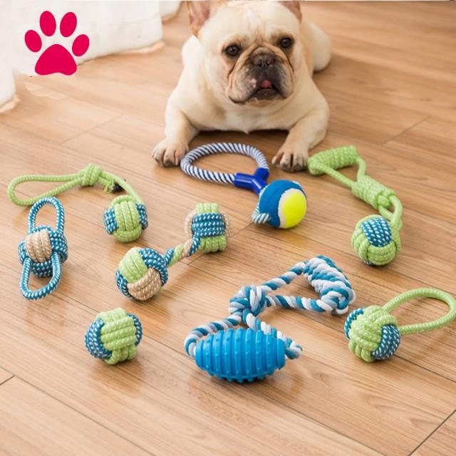【寵物愛家】狗狗磨牙解悶耐咬棉繩球玩具3入組(寵物玩具)