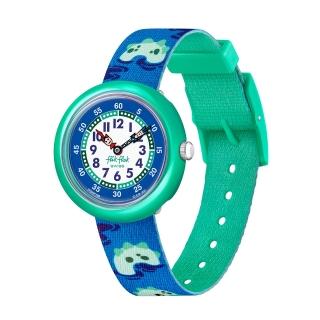 【Flik Flak】兒童手錶 尼斯湖水怪 NESSIE-NCREDIBLE 兒童錶 編織錶帶 瑞士錶 錶(31.85mm)