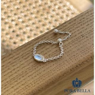 【Porabella】925純銀韓版合成月光石可調節式戒指 氣質ins風小眾設計風格 RINGS