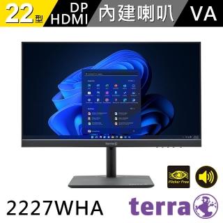 【terra 沃特曼】2227WHA 22型VA LED廣視角無邊框螢幕(3年保固/內建喇叭/零閃屏、抗藍光)