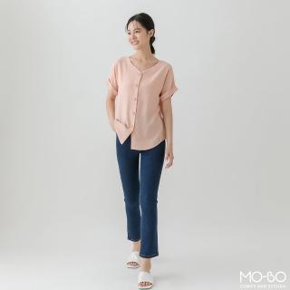 【MO-BO】柔美棉麻開襟V領上衣(上衣)
