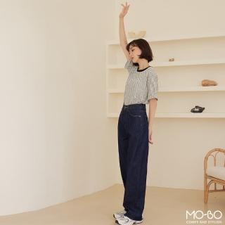 【MO-BO】純棉直筒率性落地丹寧褲(褲子)